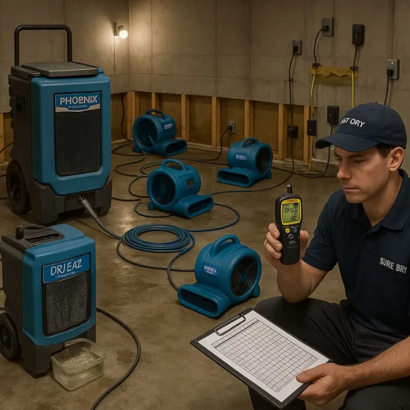 Structural Drying and Dehumidification process in Guthrie, TX